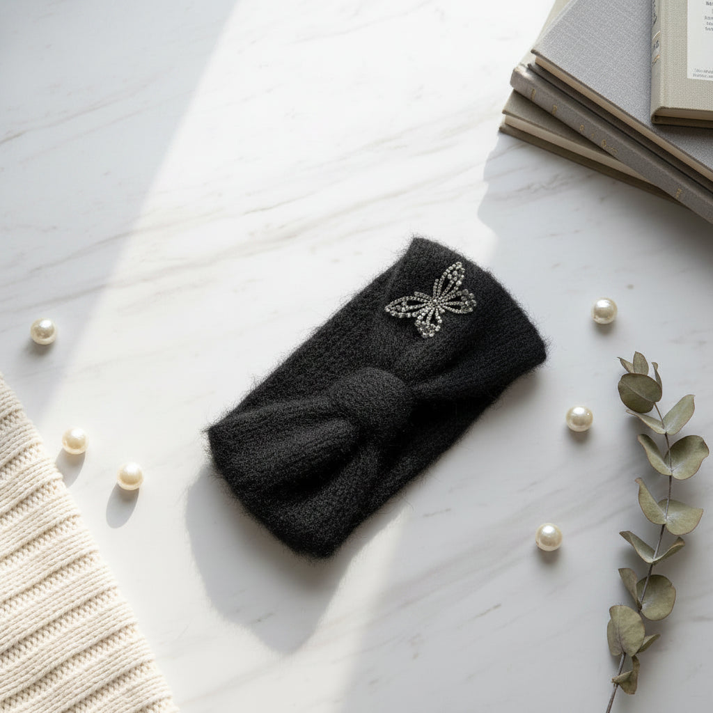 Knitted Butterfly Woolen Head Band