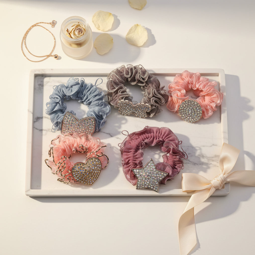Hair Knot Multicolor Bow and Star Pack of 5