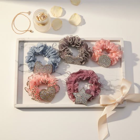 Hair Knot Multicolor Bow and Star Pack of 5