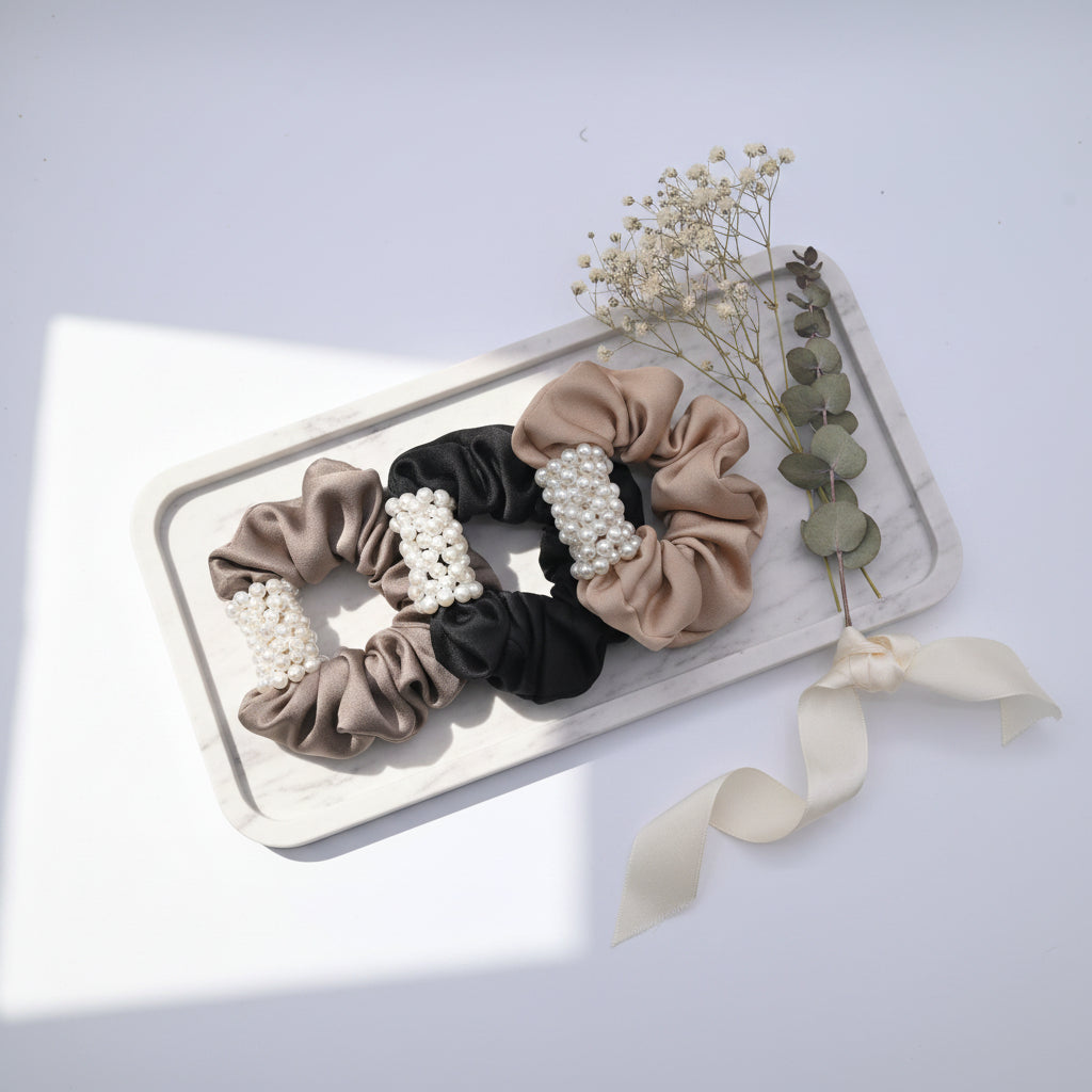 Hair Knot Medium Bow Shape Black Series Pack of 3