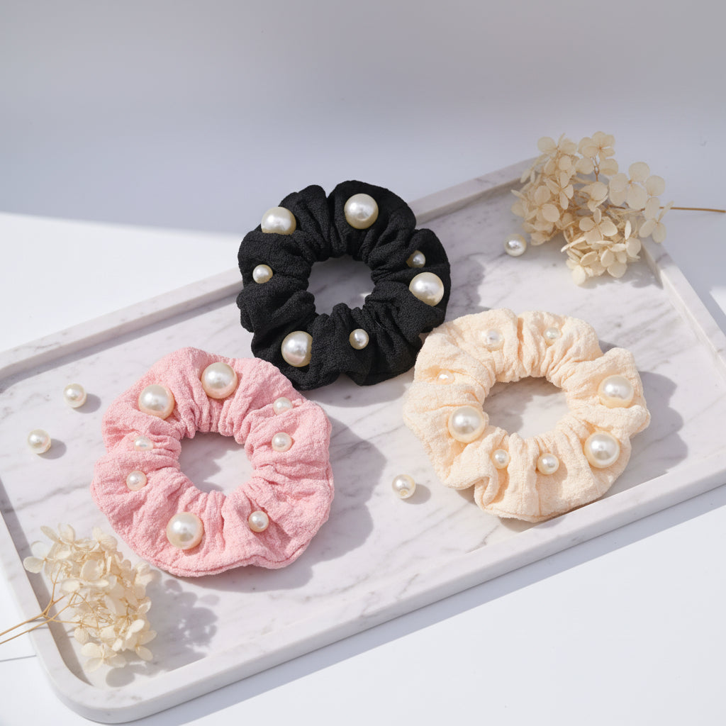 Hair Knot Large Bow Shape Black Series Pack of 3