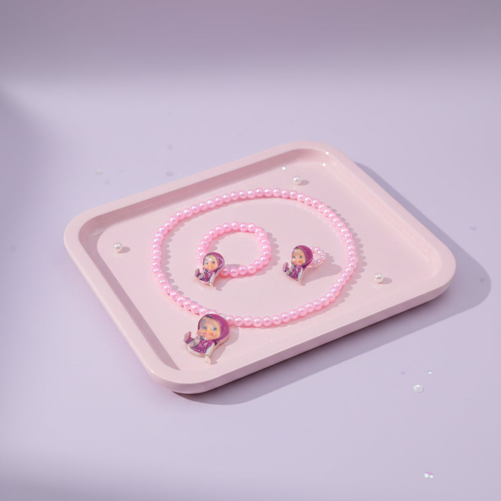 Masha Character Pearl Necklaces Set