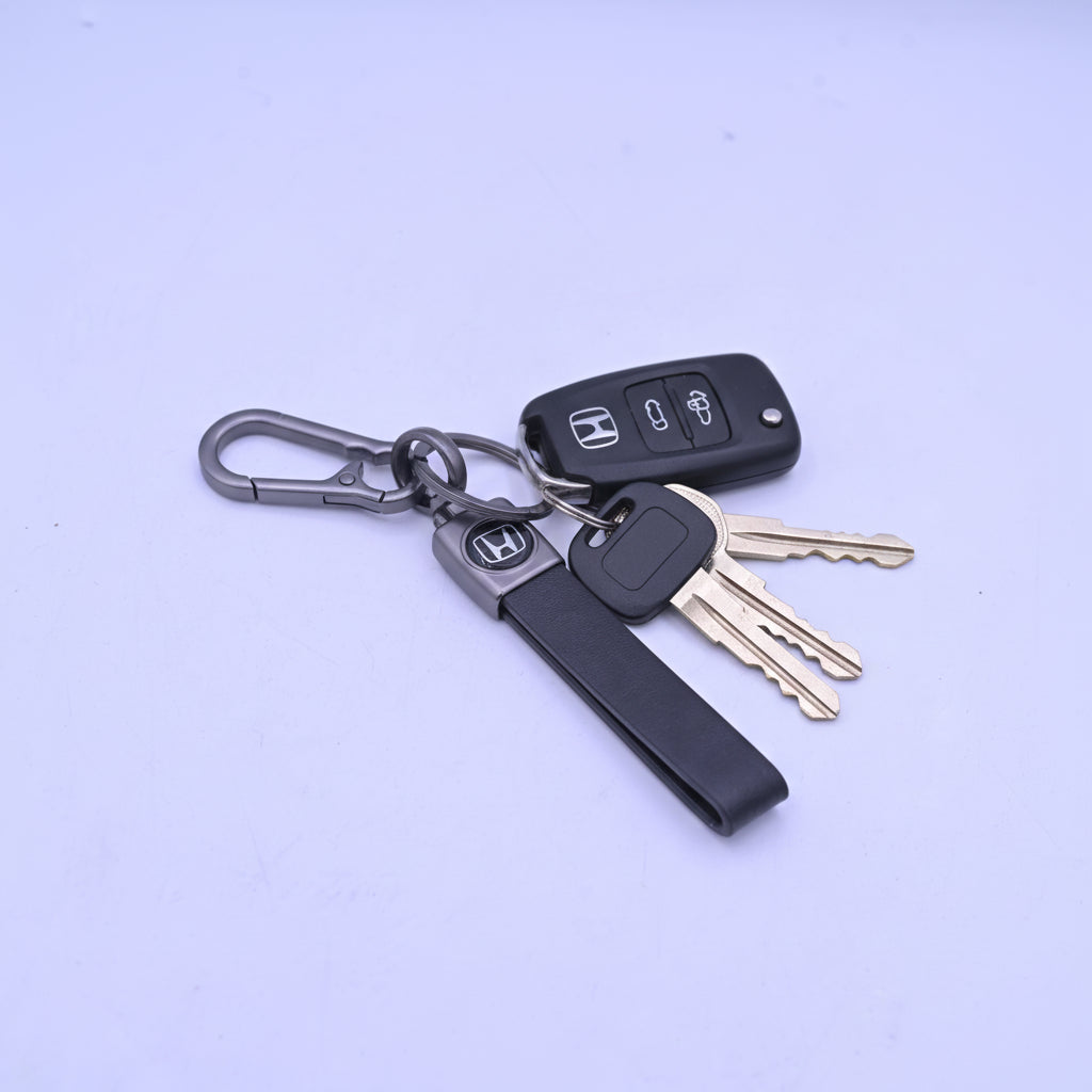 Leather Strap Keychain Honda Black
