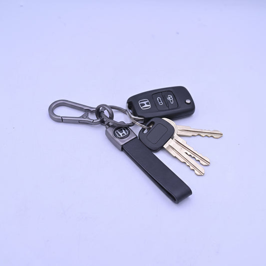 Leather Strap Keychain Honda Black