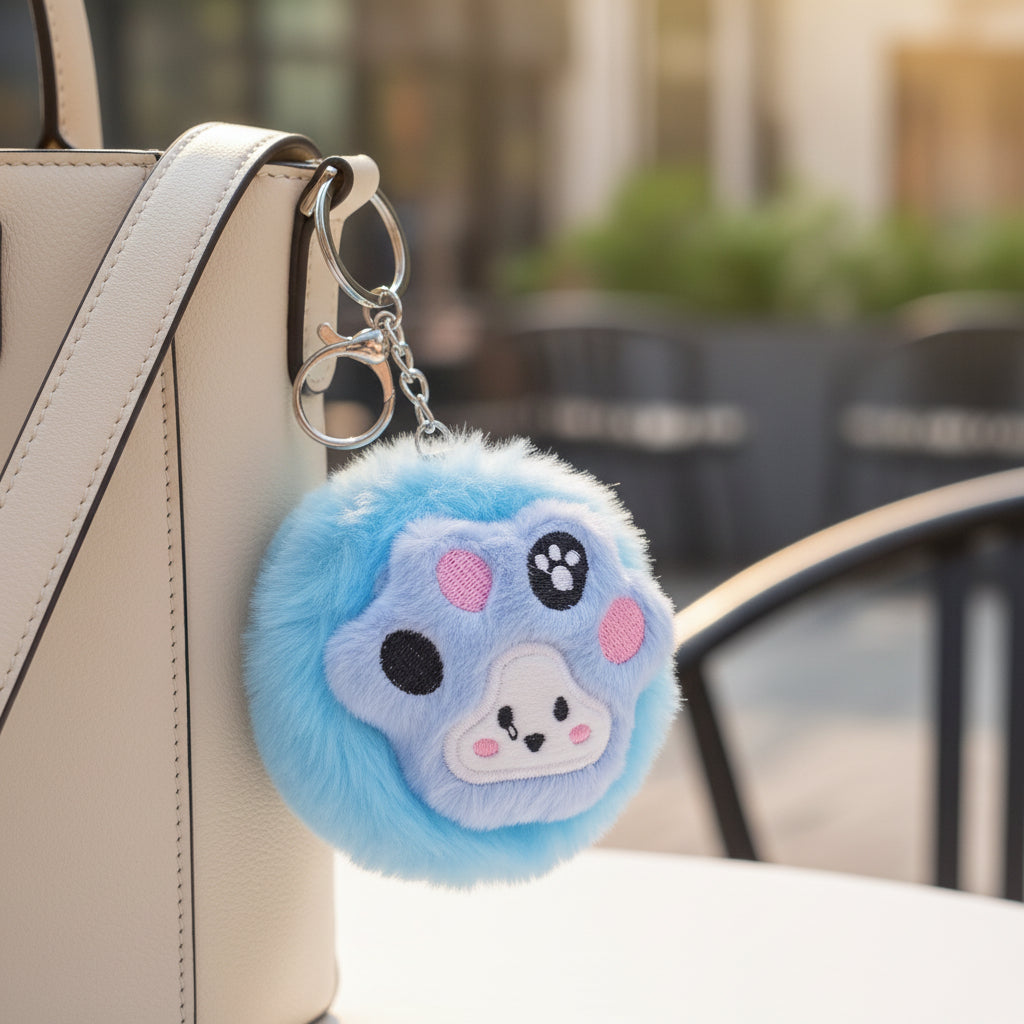 Small Purse Fur Keychain Baby Blue