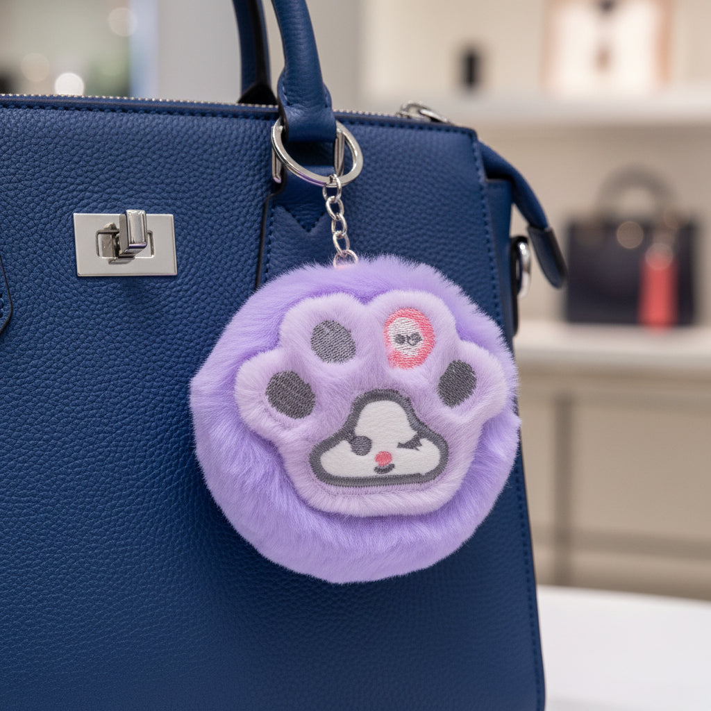 Small Purse Fur Keychain Purple