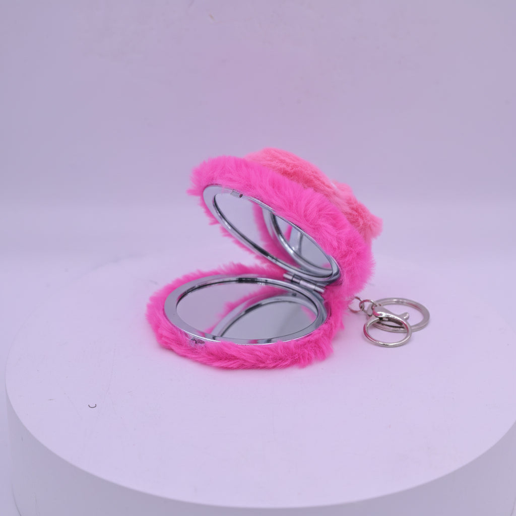 Small Purse Fur Keychain Dark Pink