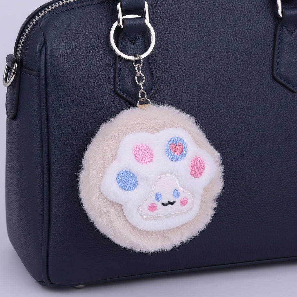 Small Purse Fur Keychain Off White