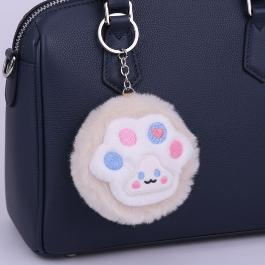 Small Purse Fur Keychain Off White