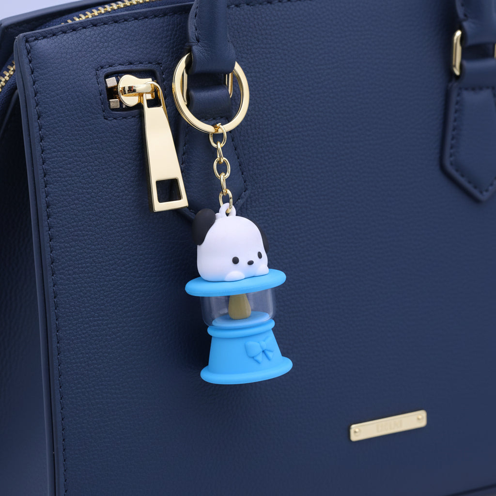 Teddy Bear Lamp Keychain Blue