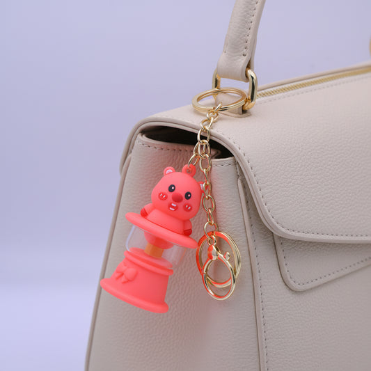 Teddy Bear Lamp Keychain Pink
