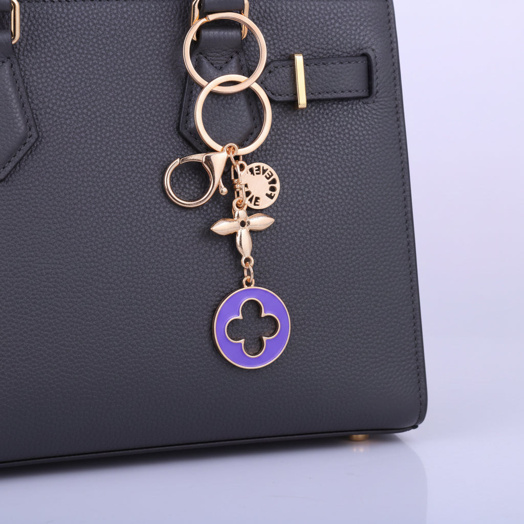 Charm Flower Crystal Rhinestone Keychain Purple
