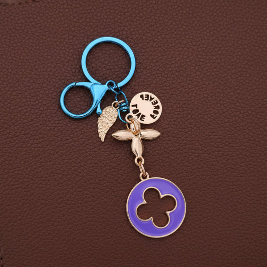 Charm Flower Crystal Rhinestone Keychain Blue