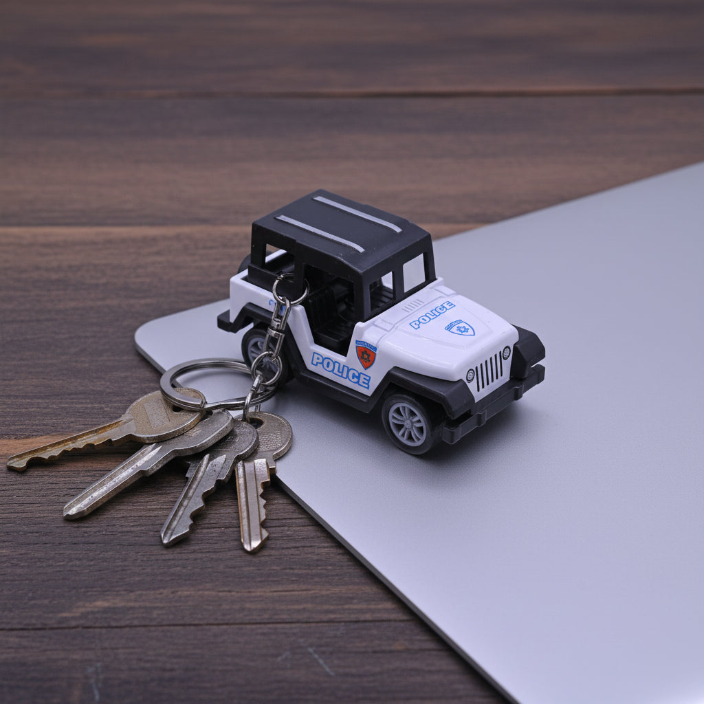 Police Jeep Keychain White
