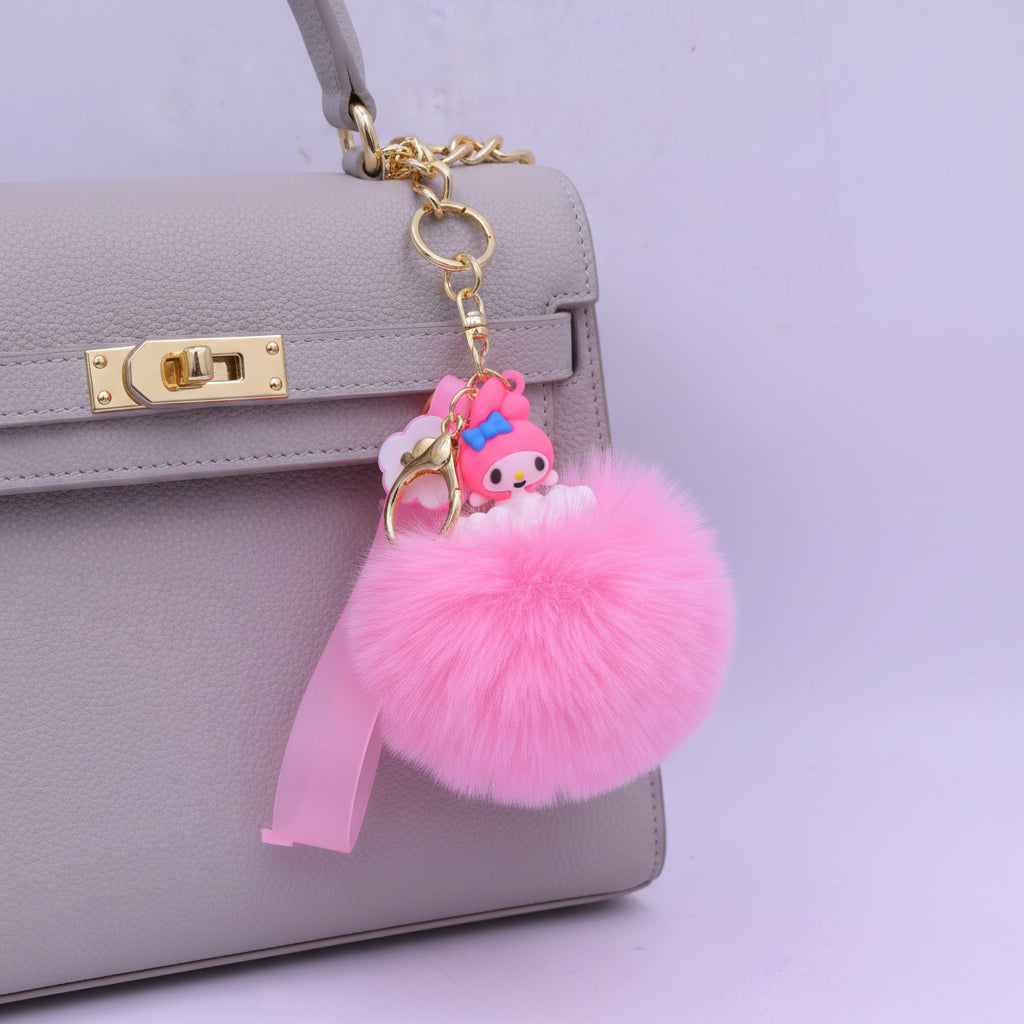Sweet Heart Soft Fur keychain Pink