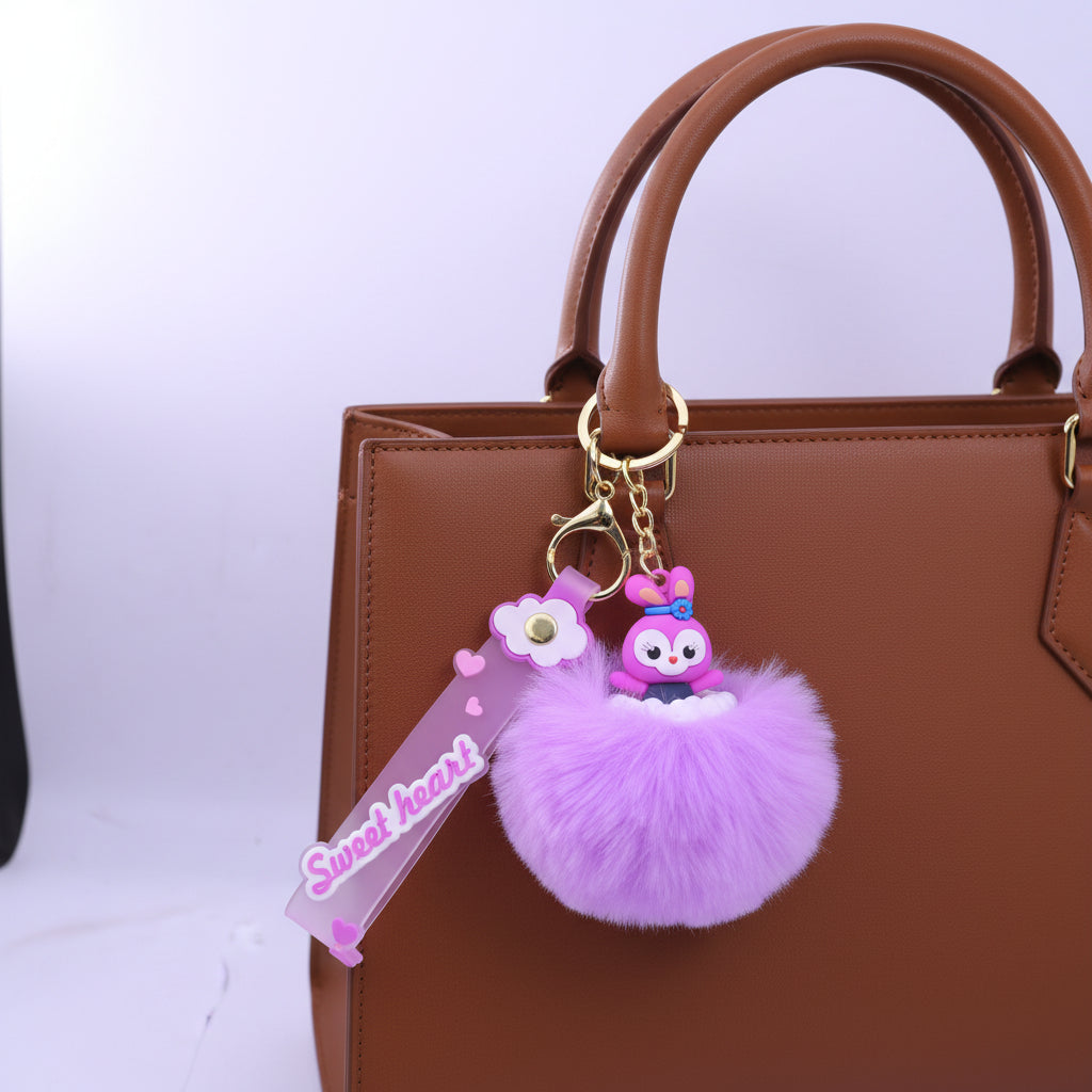 Sweet Heart Soft Fur keychain Purple