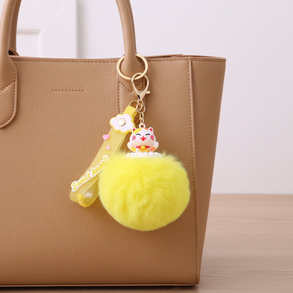 Sweet Heart Soft Fur keychain Yellow