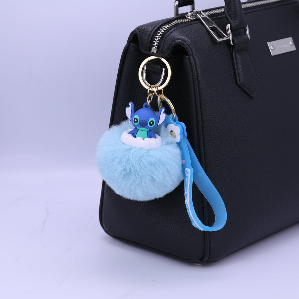 Sweet Heart Soft Fur keychain Sky Blue