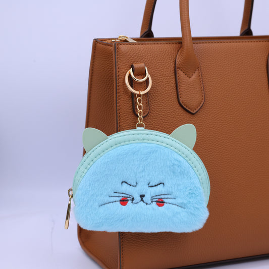 Cat Face small bag keychain Sky Blue