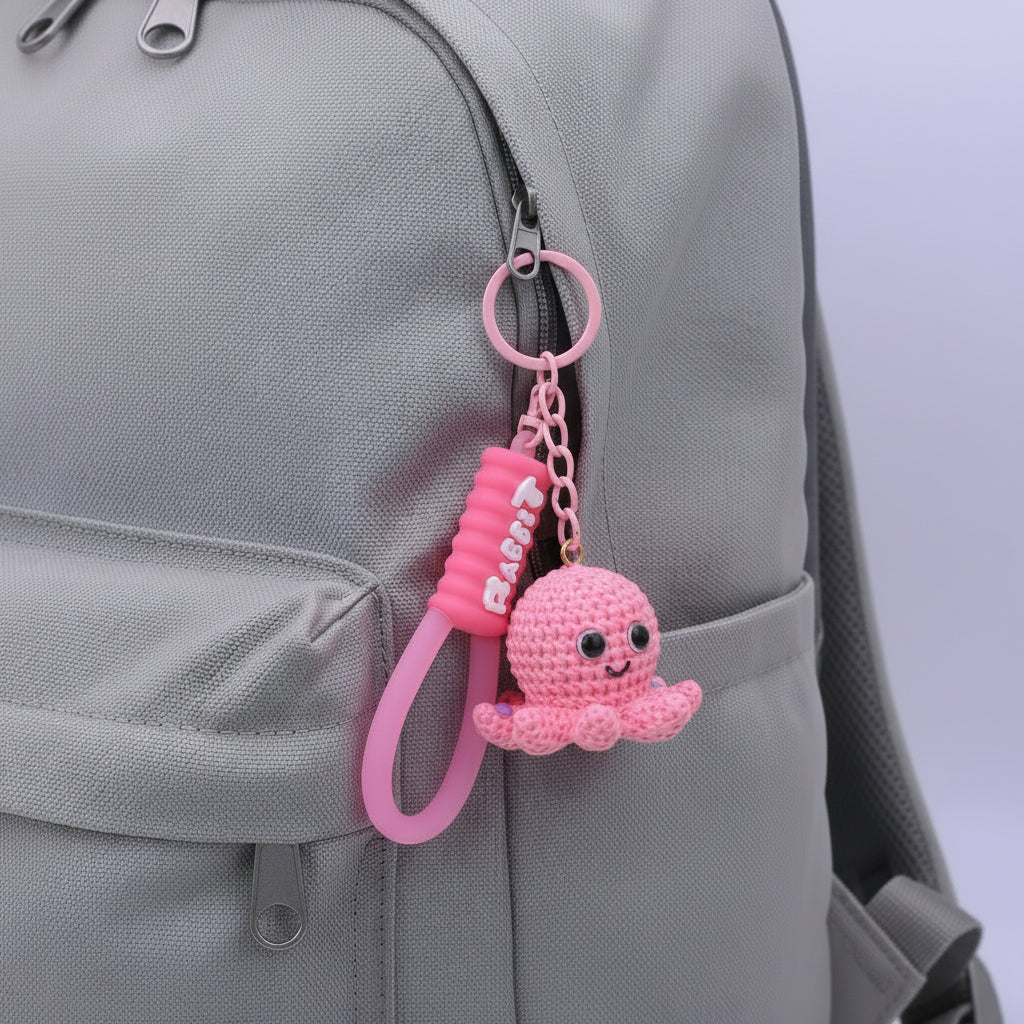 Baby Octopus Keychain Pink
