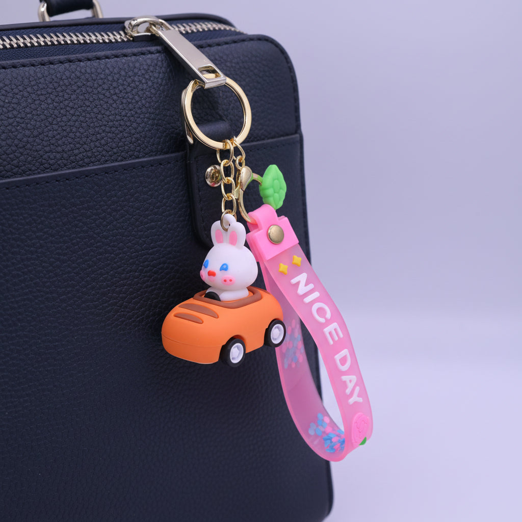 Nice Day Rabbit Car Keychain