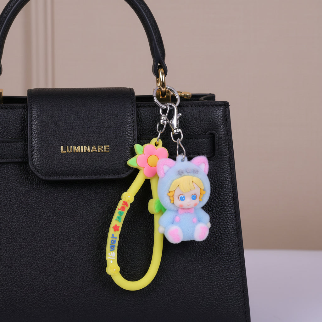 Flower Baby Keychain Pink Bear Baby