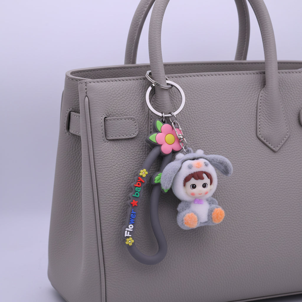 Flower Baby Keychain Gray