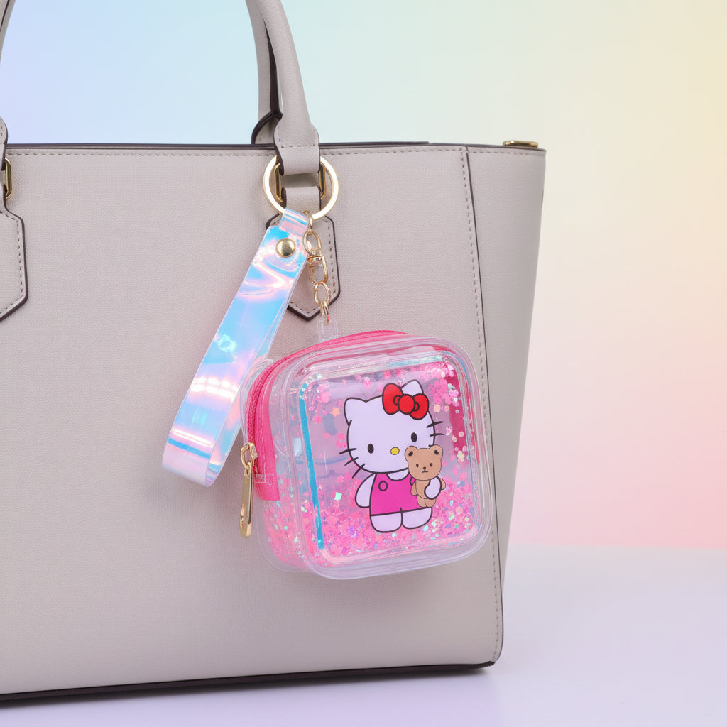 Coin Purse Key Chain Square Kitty