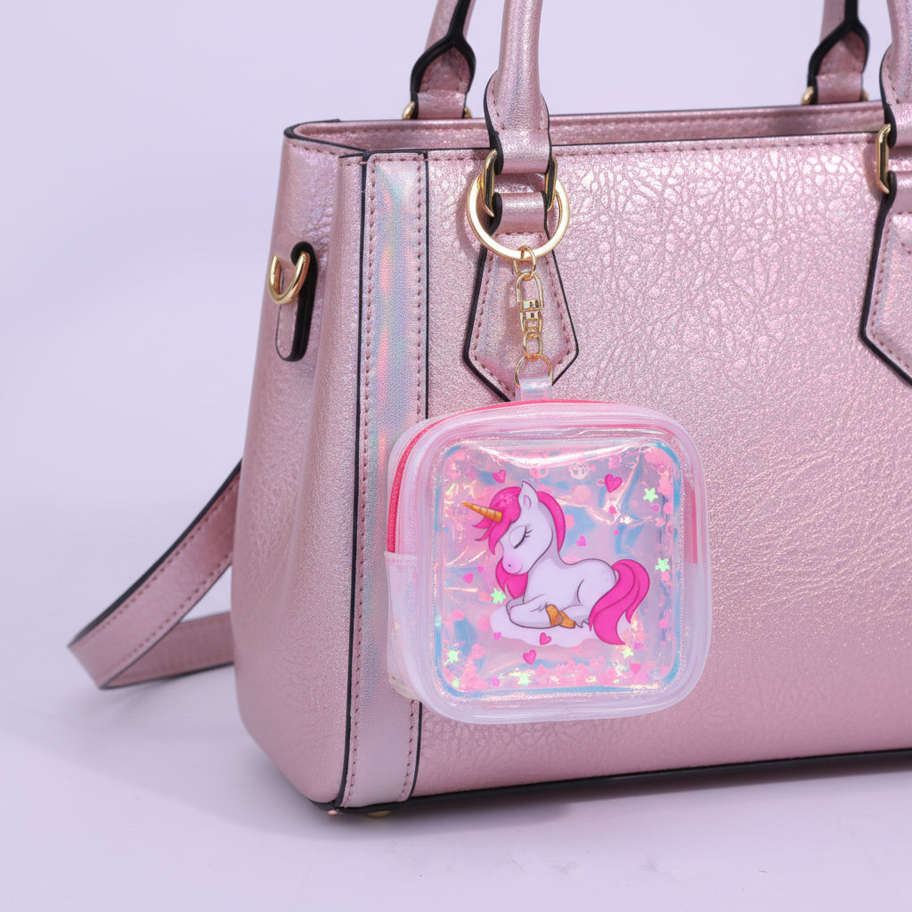 Coin Purse Key Chain Square Unicorn