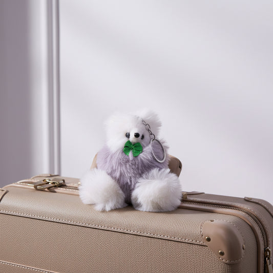 Soft Fluffy Fur Rat Keychain Gray