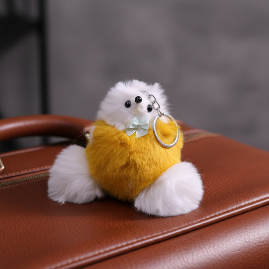 Soft Fluffy Fur Rat Keychain Mustard