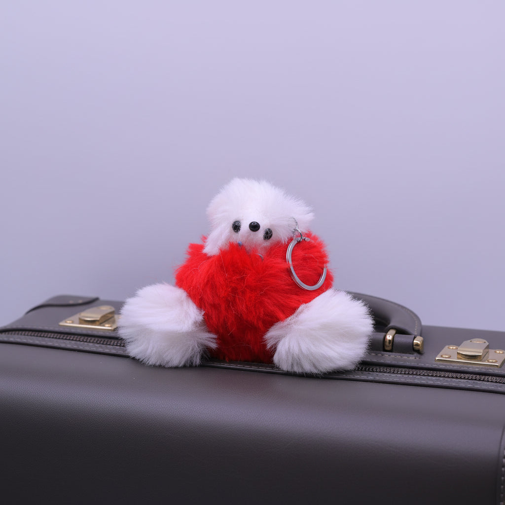Soft Fluffy Fur Rat Keychain Red