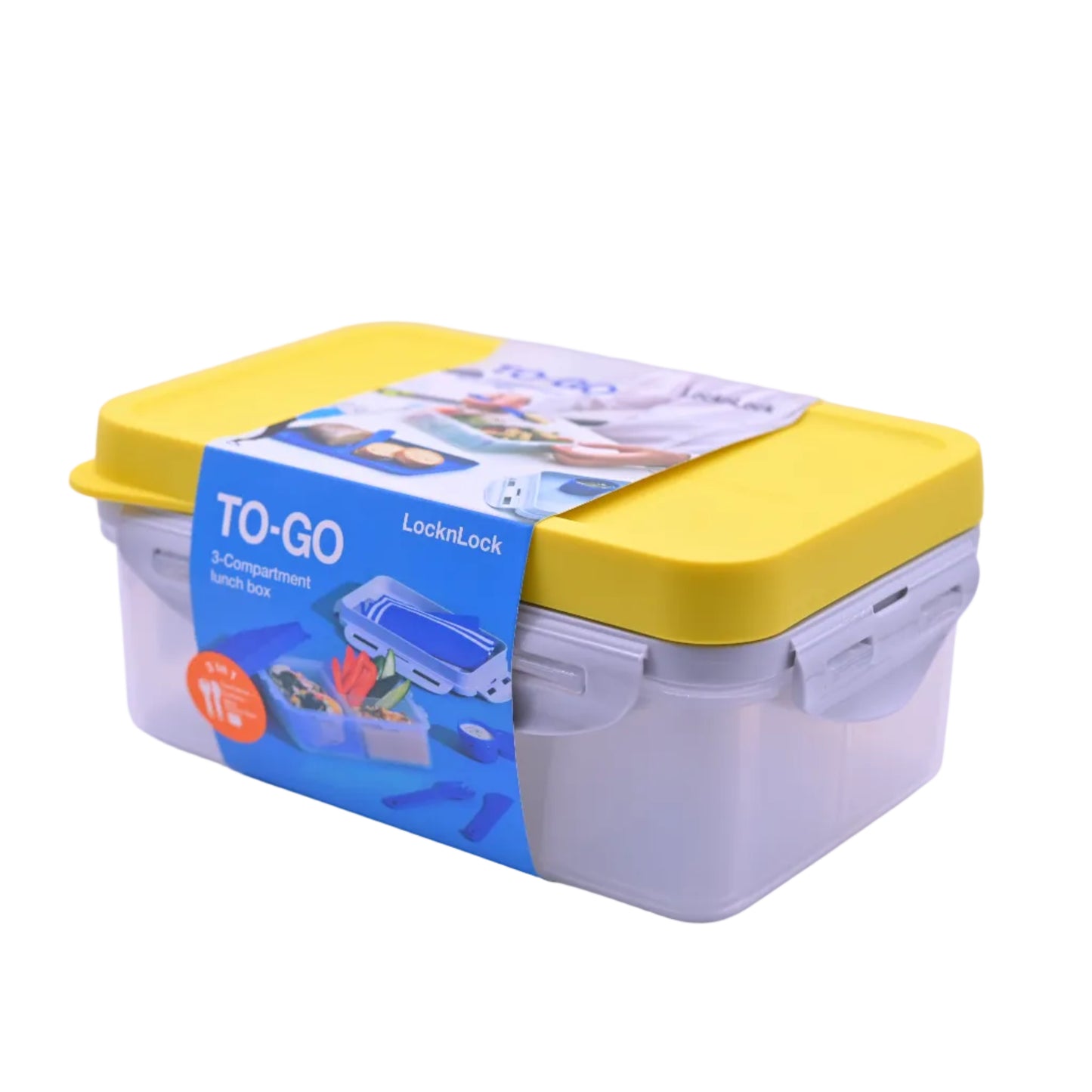 To Go Lunchbox 3 in 1 with Fork and Knife Yellow LHPL817LY