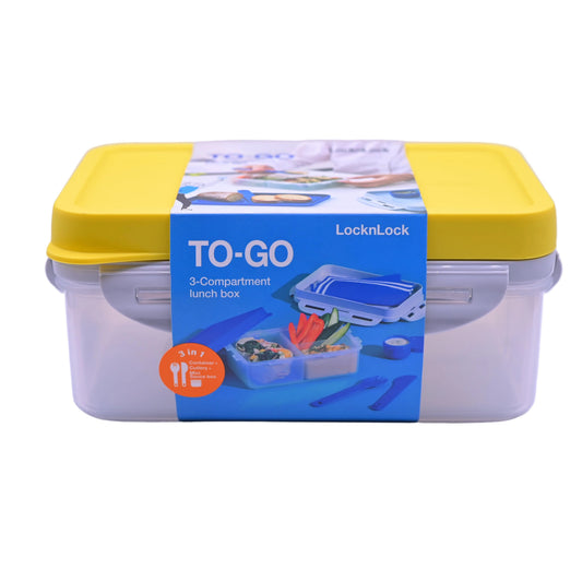 To Go Lunchbox 3 in 1 with Fork and Knife Yellow LHPL817LY