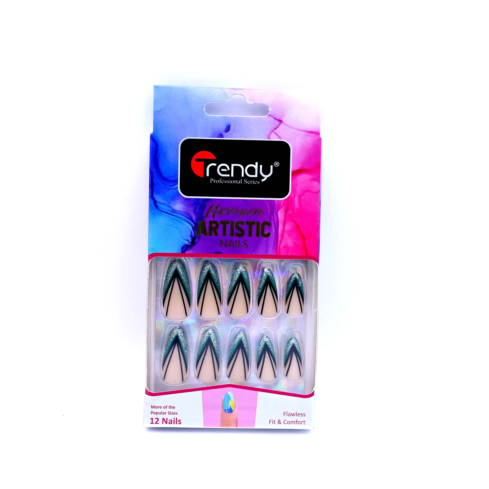 Trendy Nails TD 157 LMU 002   Reusable Press On Nails Set