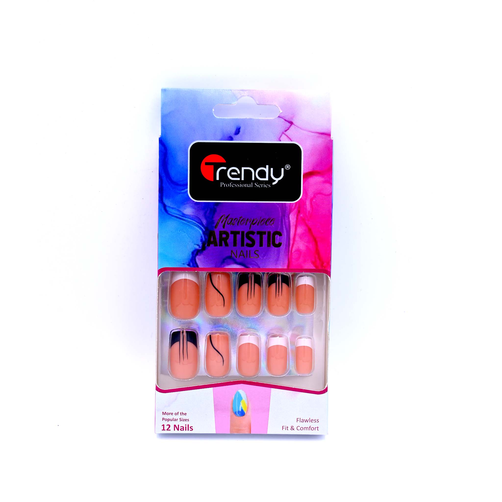 TRENDY NAILS TD 157 LMU 005  Reusable Press On Nails Set