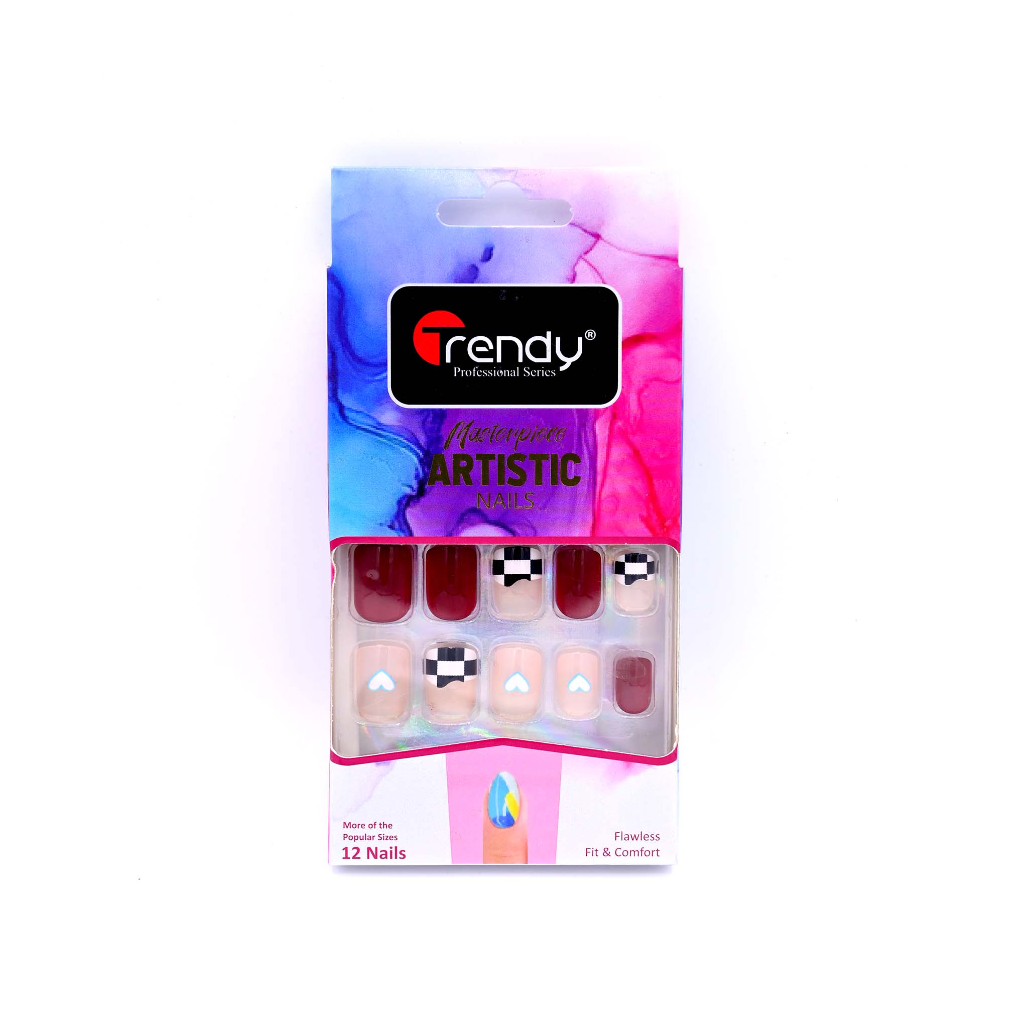 TRENDY NAILS TD 157 LMU 004  Reusable Press On Nails Set
