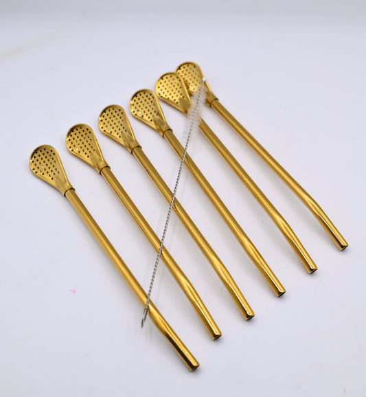 Straw Filter Spoon Golden SH0241C  7 Pieces