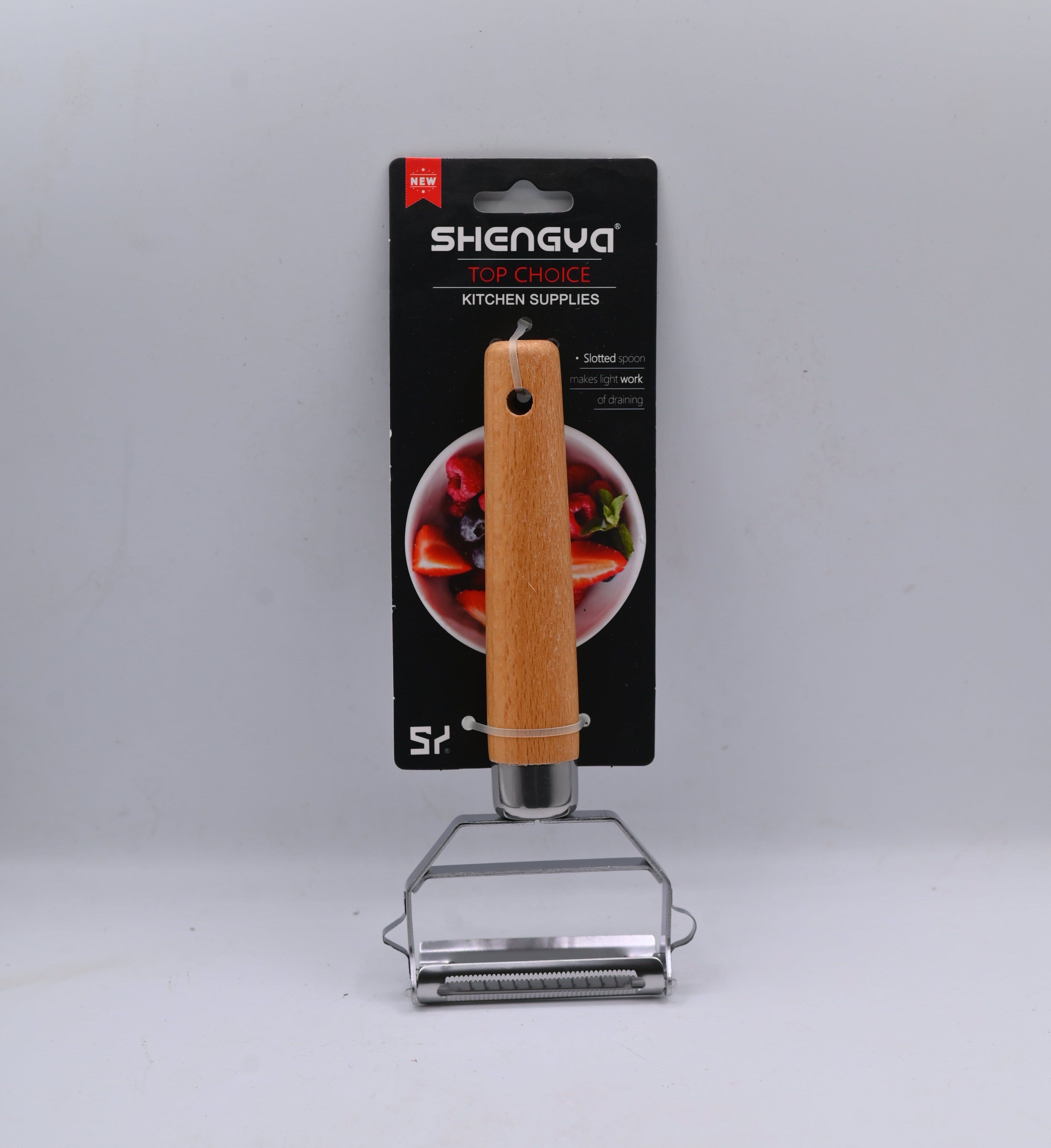 Shengya Stainless Steel Double Side Peeler with Wood Handle K1173T