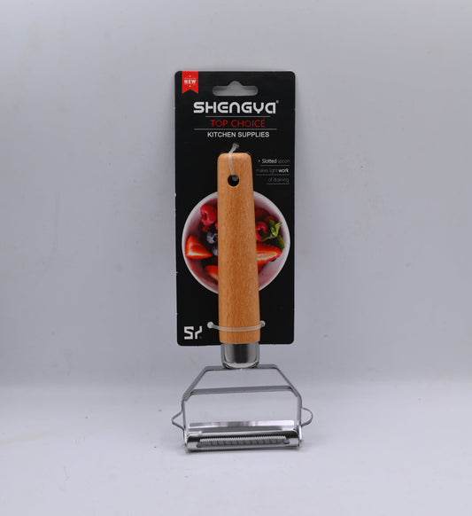 Shengya Stainless Steel Double Side Peeler with Wood Handle K1173T