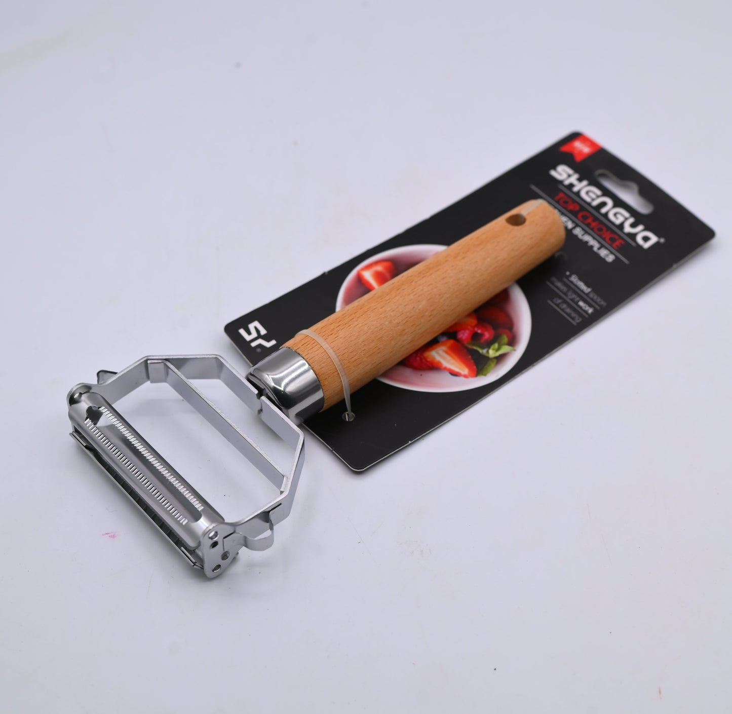 Shengya Stainless Steel Double Side Peeler with Wood Handle K1173T
