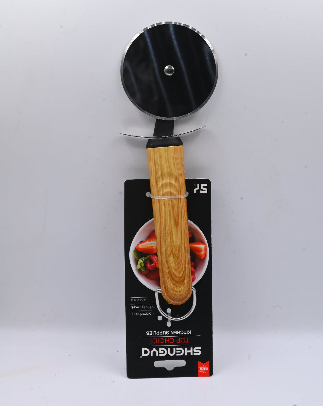 Shengya Stainless Steel Pizza Cutter with Wood Handle 8cm K0929