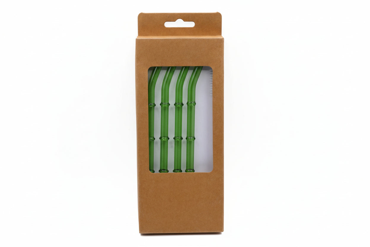 Glass Straws Bamboo Design 5P