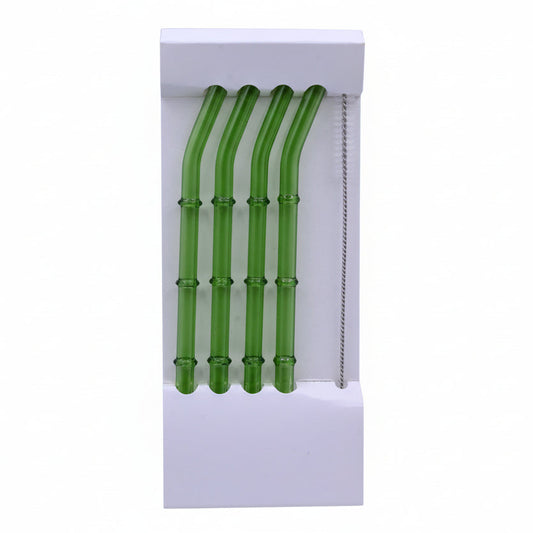 Glass Straws Bamboo Design 5P