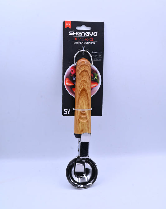 Shengya Stainless Steel Ice Cream Scoop with Wood Handle K0898T