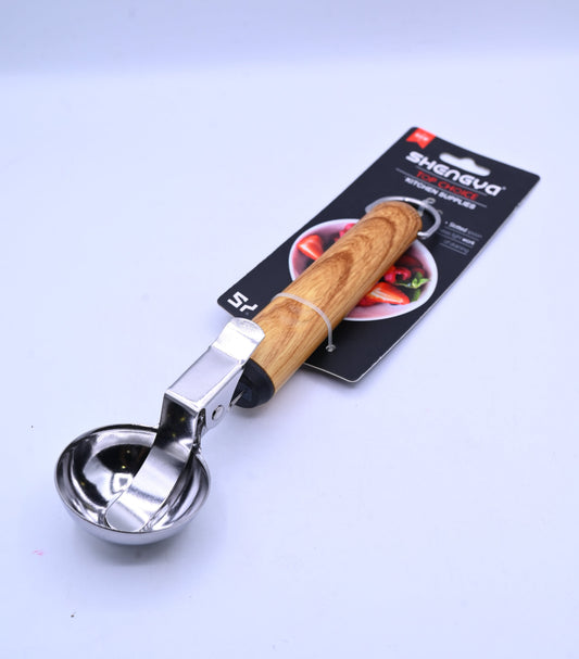Shengya Stainless Steel Ice Cream Scoop with Wood Handle K0898T