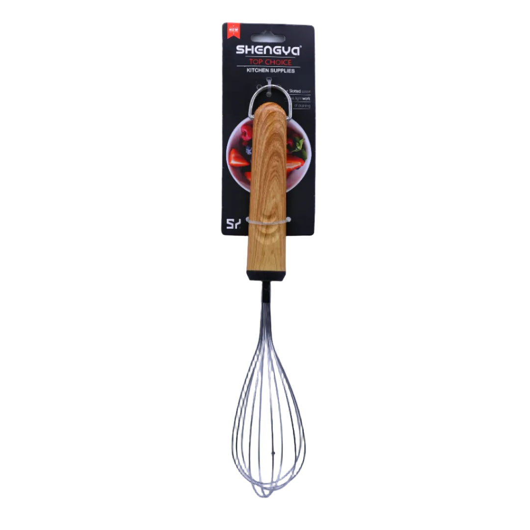 Shengya Stainless Steel Egg Beater with Wood Handle K0926T