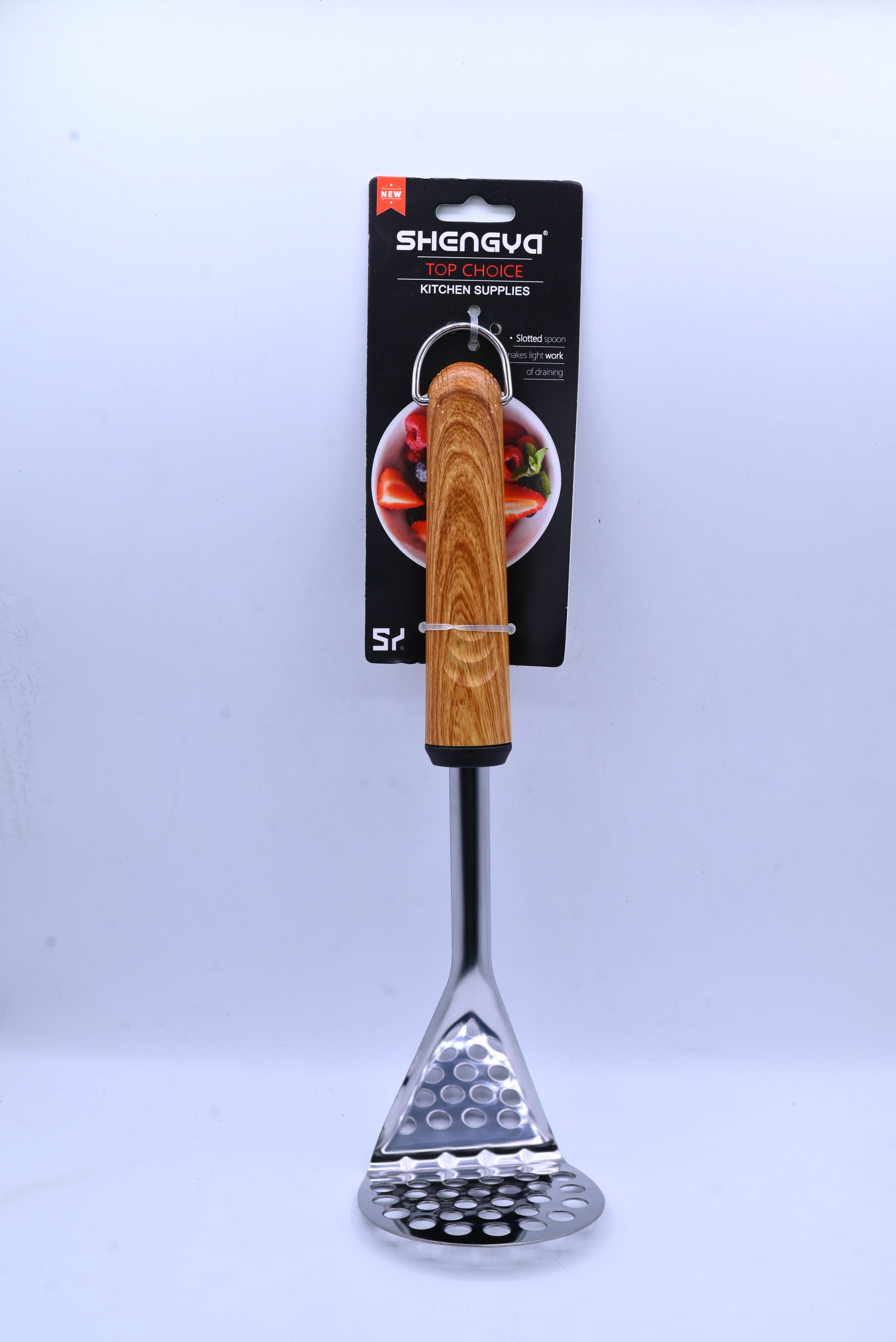 Shengya Stainless Steel Potato Masher with Wood Handle K0956T