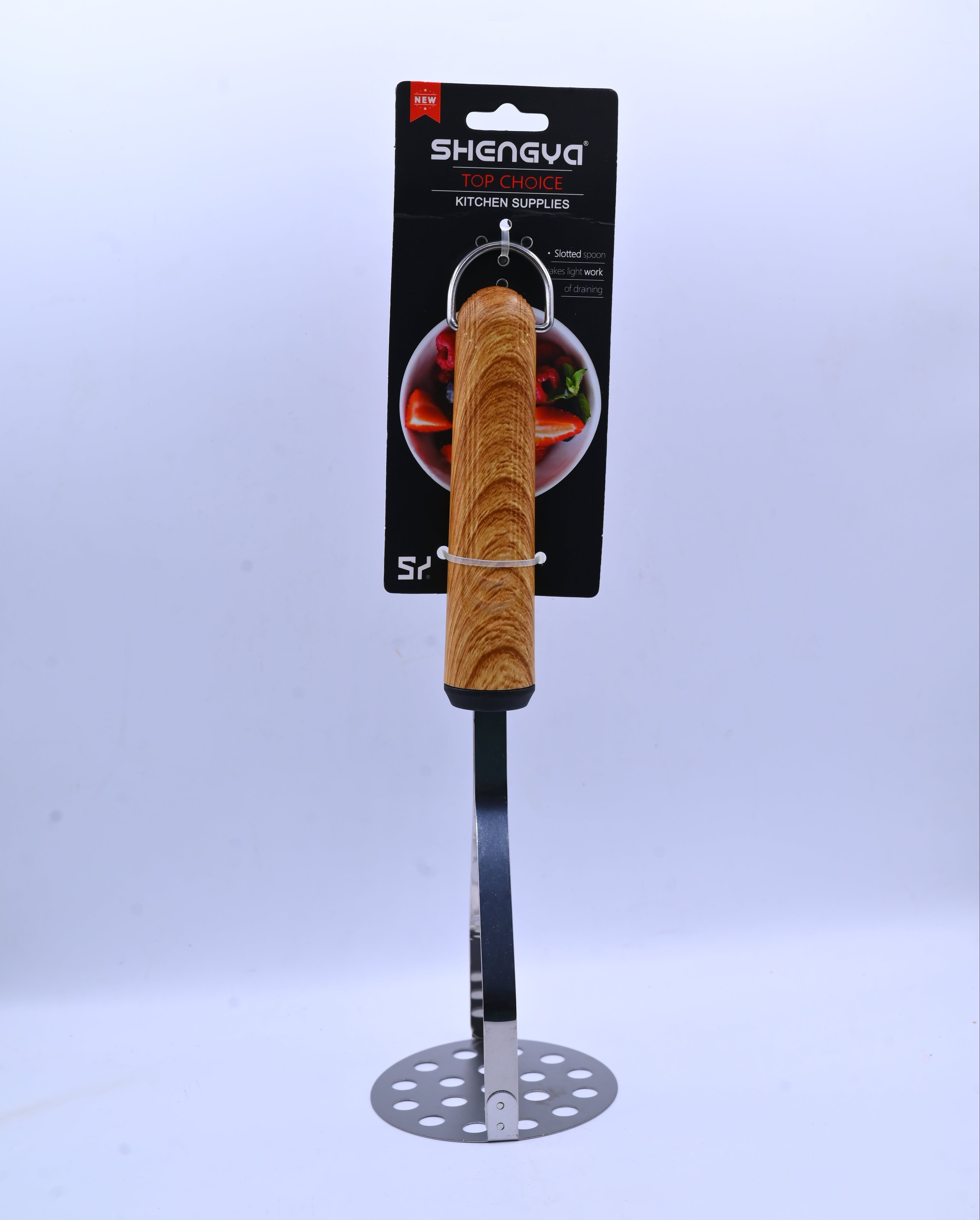 Shengya Stainless Steel Potato Masher with Wood Handle K1123T