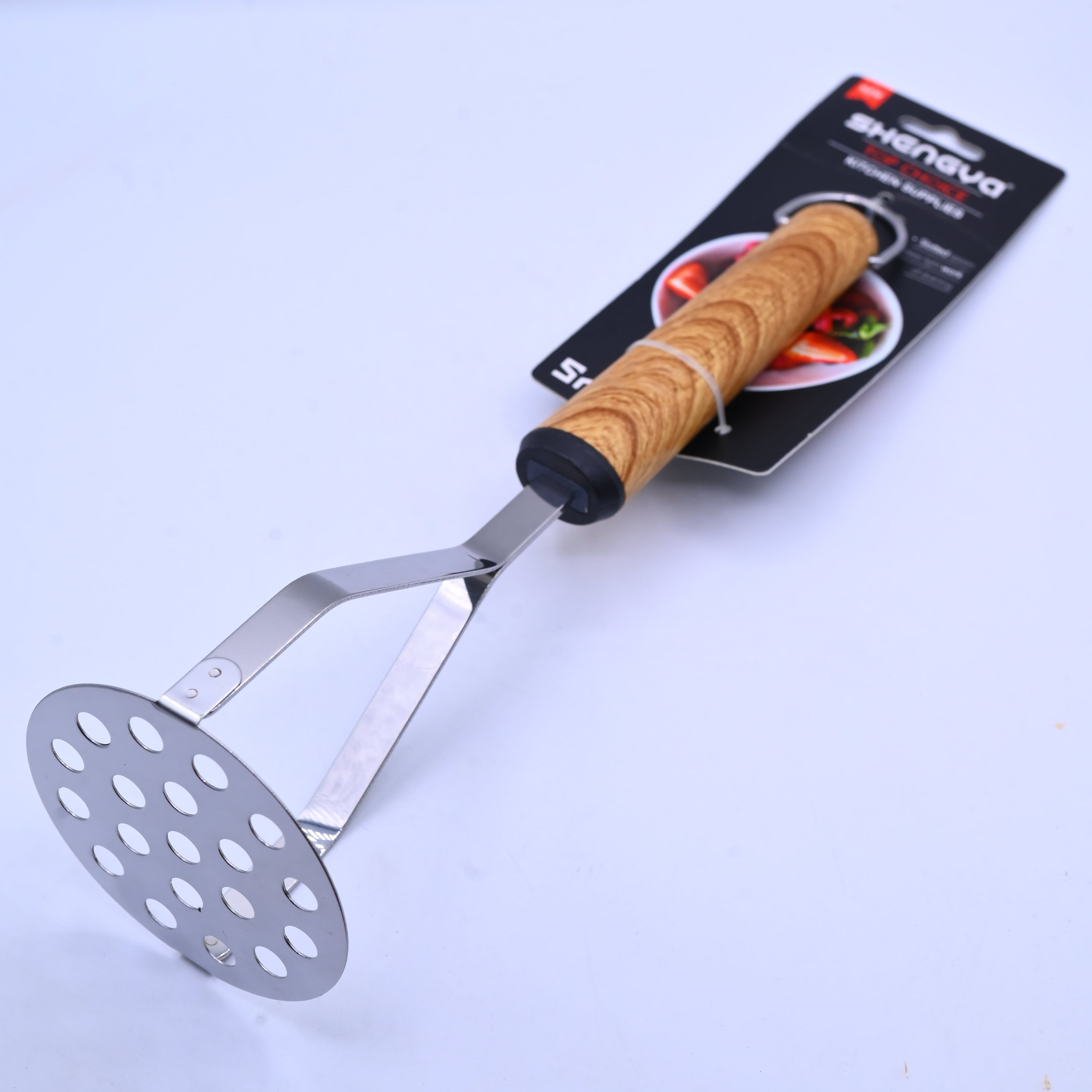 Shengya Stainless Steel Potato Masher with Wood Handle K1123T